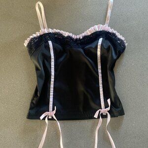 Women's Black and Pink Crop-top